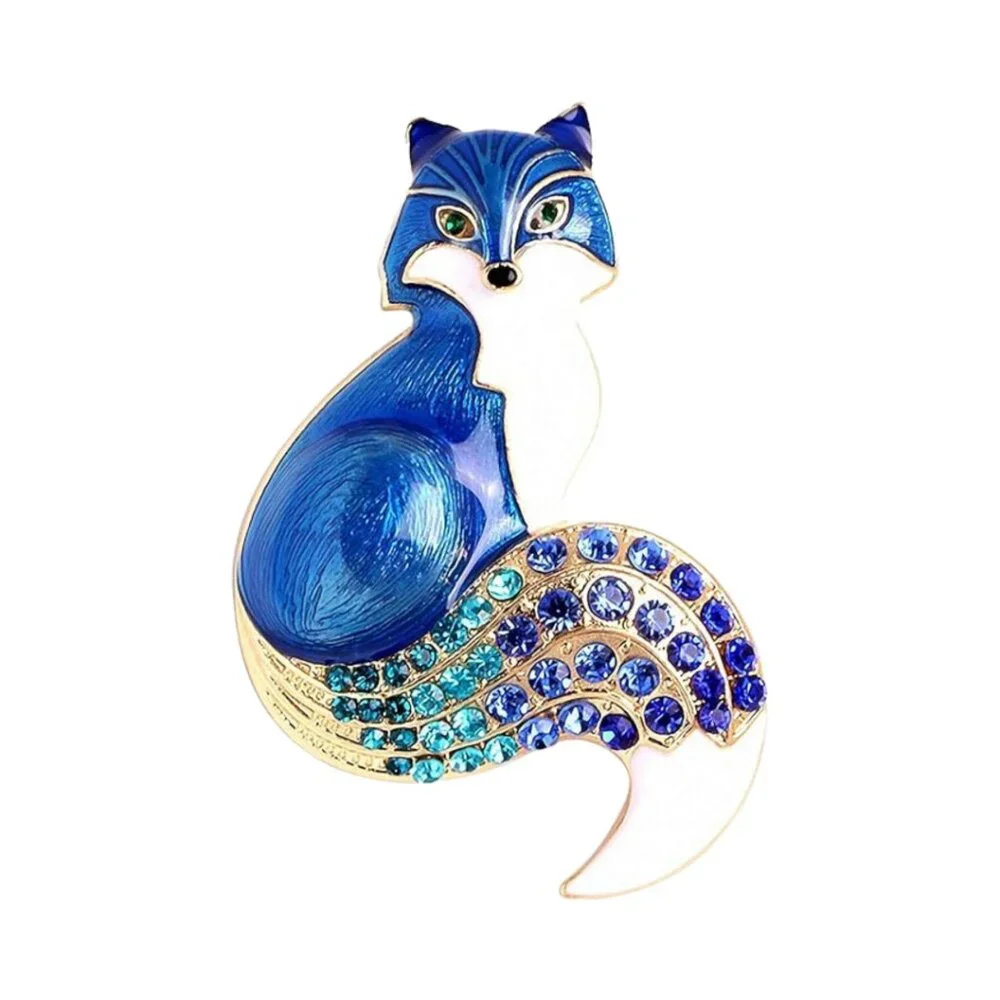 NWOT - Rhinestone Enamel Fox Brooches & 3D Floating Jewelry Display Case - Picture 4 of 11